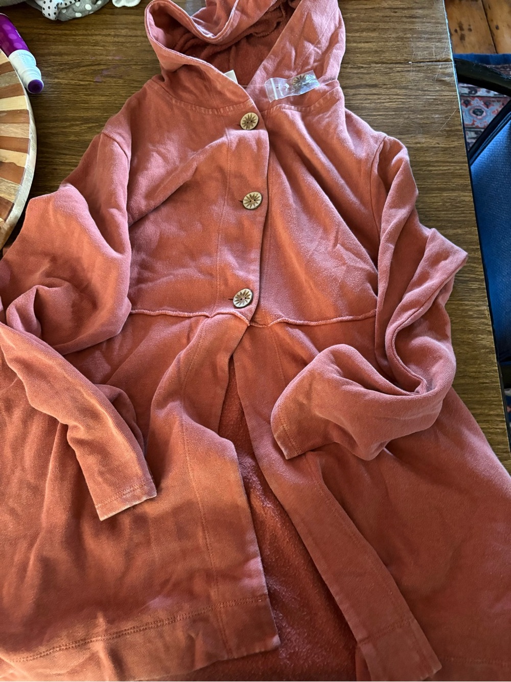Coldwater Creek Hooded Trench Coat in Coral Mauve